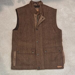 Men's Brown Quilted-Lined Wool Blend Vest